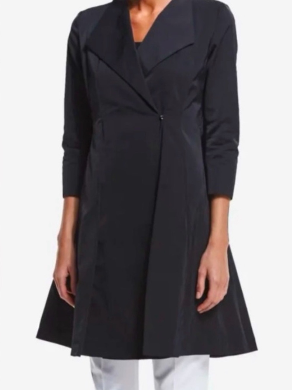 INC Women's Black A-Line Long Sleeve Dress Coat